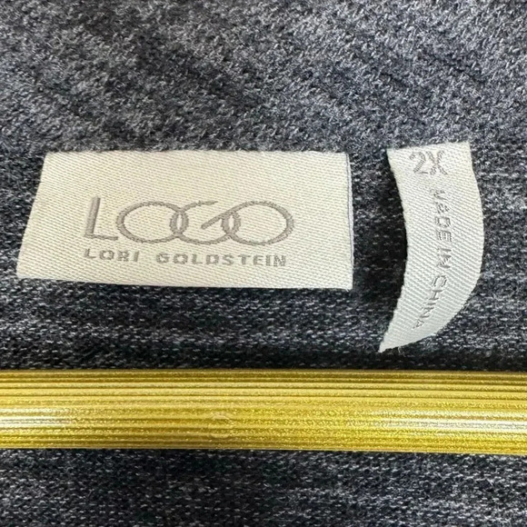 LOGO Asymmetric Zip Cardigan Jacket 2X Gray Knit Faux Suede Lagenlook Grunge - Picture 7 of 8